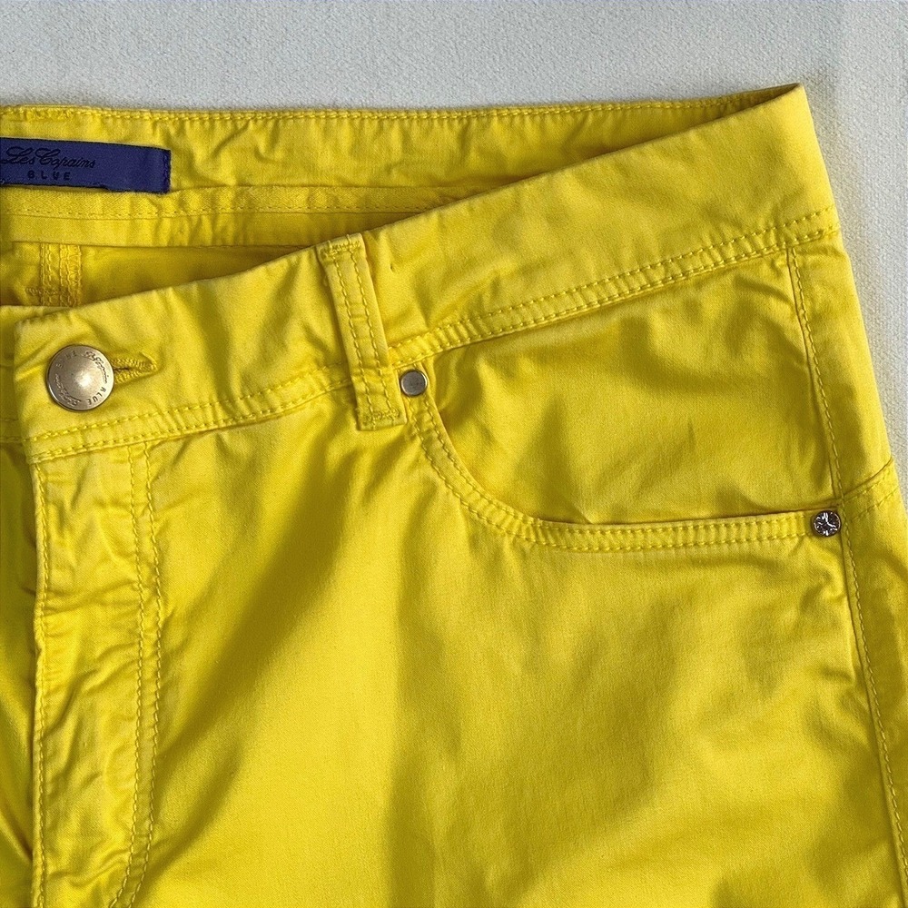 Les Copains Blue Womens Yellow Cotton Straight Leg Pants Italian summer - Picture 3 of 16